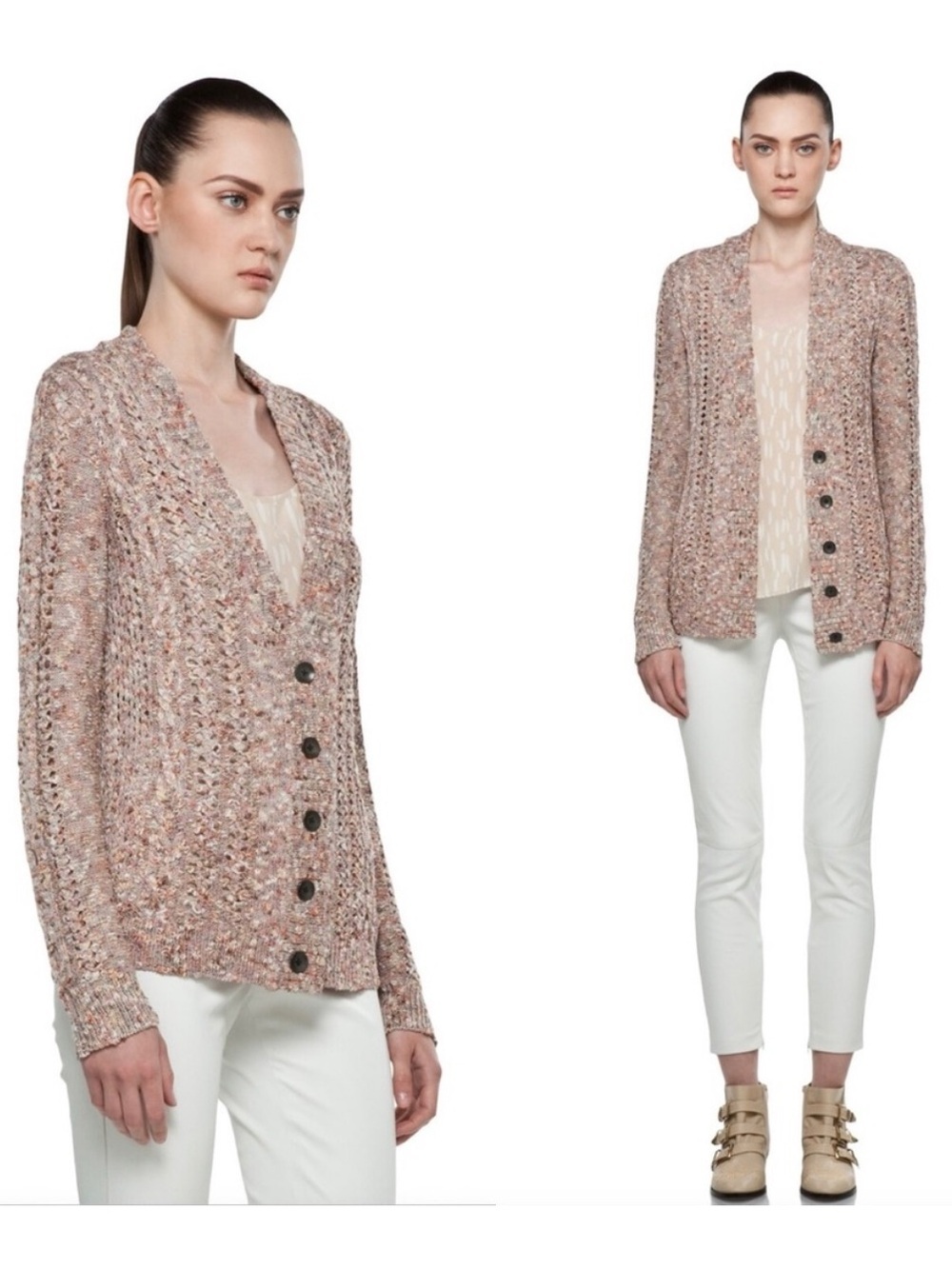 Rag & Bone Iris knit in Cardigan sweater in quail size L